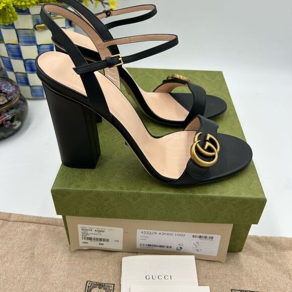 Women's Gucci GG Marmont, Block , heel strap sandals,105 cm size 42 made Italy - Picture 9 of 12